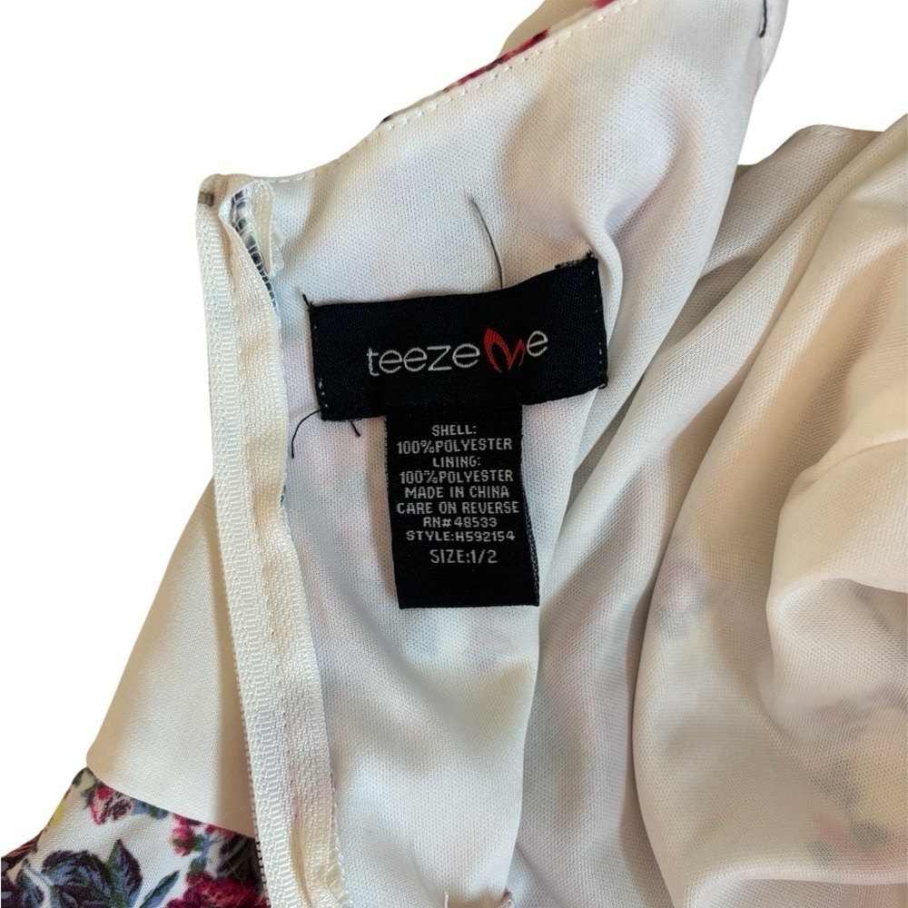 Teeze Me Sleeveless Floral Fit Flare Mini Dress Romantic Coquette Sz 1/2(XXS/XS) - Picture 9 of 9